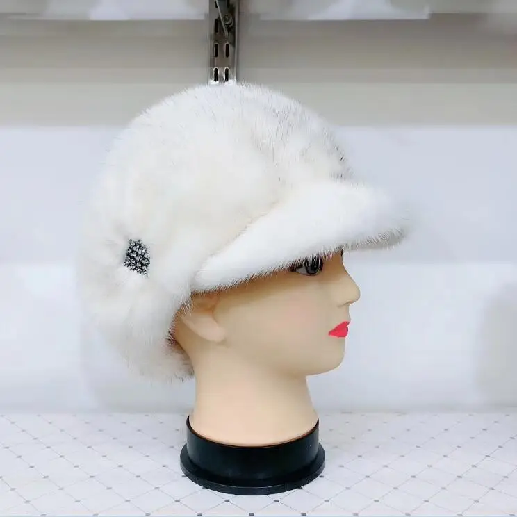 Glaforny Новые шапки из меха норки с мехом серебристой лисы с цветами роскошные женские шапки из натурального меха белые теплые шапки для русской зимы - Цвет: style 2