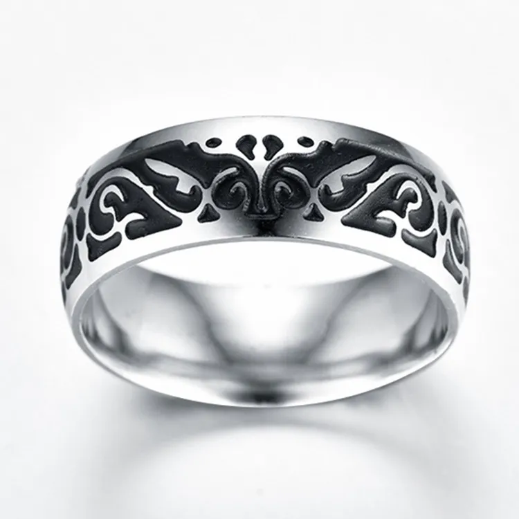 Титановое винтажное декоративное кольцо с узором кольца из нержавеющей стали