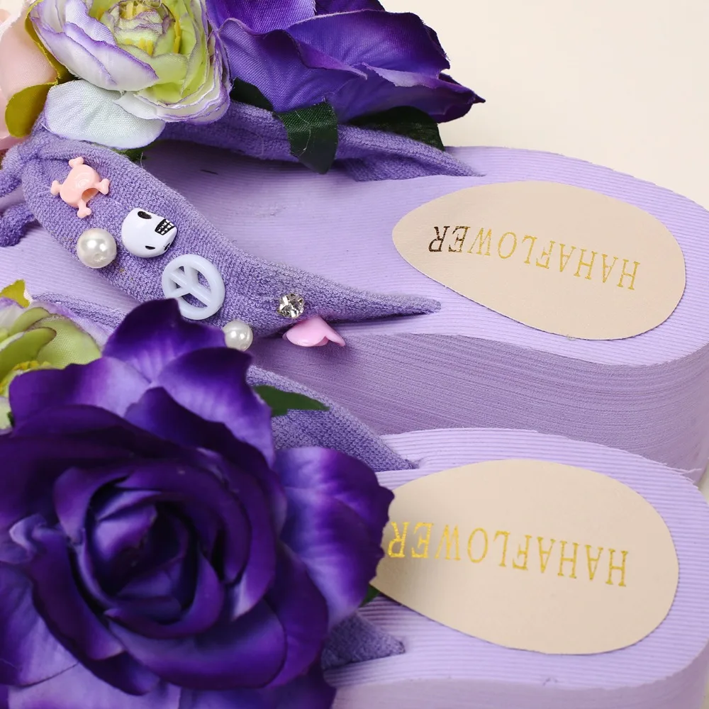 HAHAFLOWER/женские летние сандалии Таро с фиолетовым цветком на толстой подошве