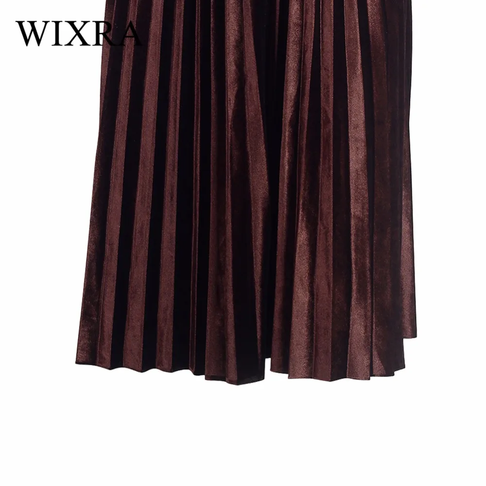 Wixra, новинка, Осень-зима, женская модная бархатная плиссированная юбка, великолепные юбки в стиле ампир, женские повседневные юбки миди с эластичной талией