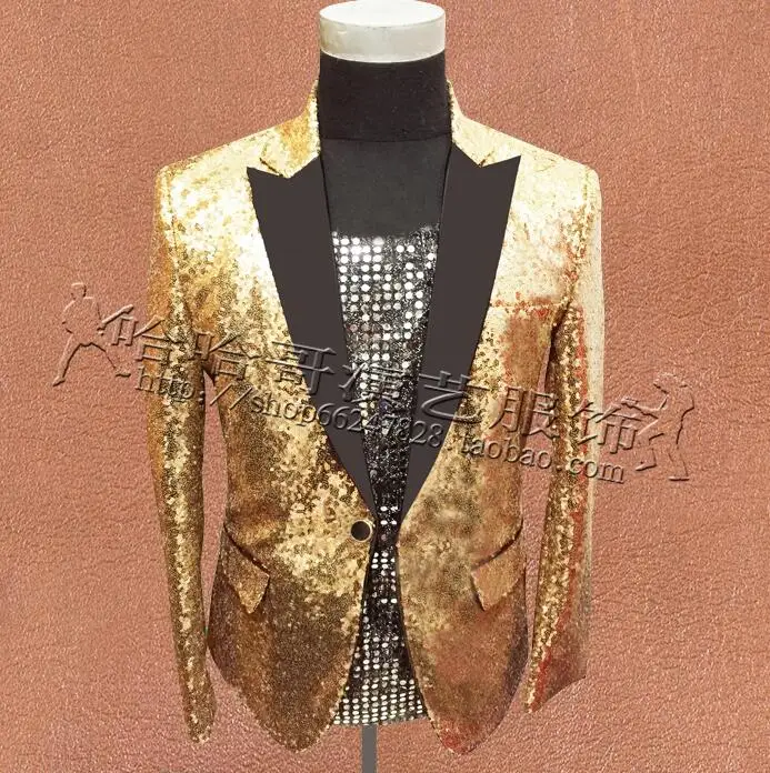 Gold Sequins Suits Mens Clothing Personalized Masculino Homme Stage Costumes For Singers Jacket Men Blazer Dance Star Style 3XL