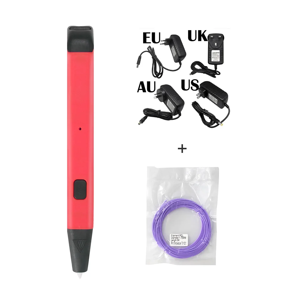 Penobon 3D Pen DIY Drawing Printer Handle with EU/AU/US/UK Plug PLA Filament Low Temperature Birthday Girft For Kid | Компьютеры и