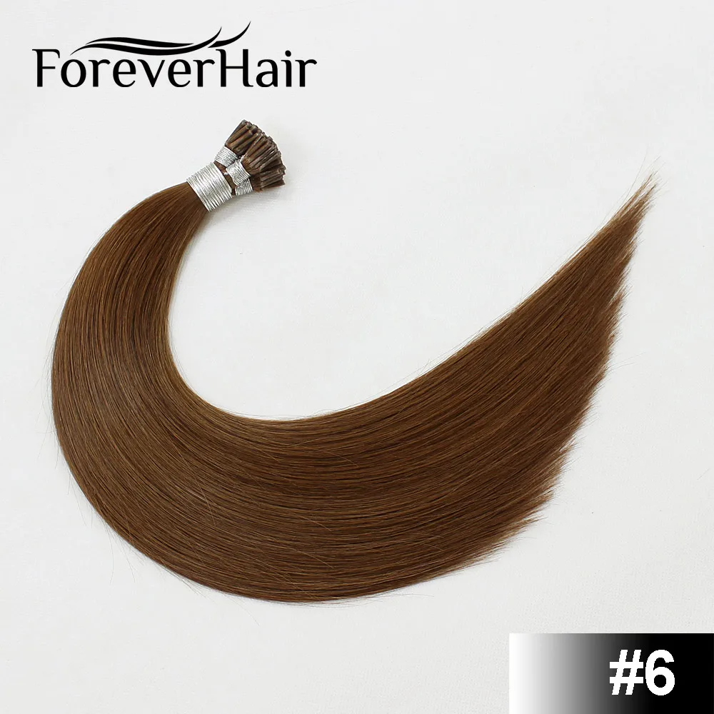 #6 FOREVER HAIR 0,8 г/локон 1" Remy европейские накладные волосы для наращивания на кончиках, натуральные человеческие волосы для наращивания на кератиновой основе, 50 шт./ПАК - Цвет: #6