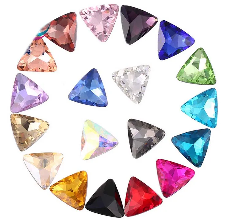 

Whole Sales 300pcs/180pcs Mixed Colors Pointed Triangle Fancy Glass Stones (Various Sizes)