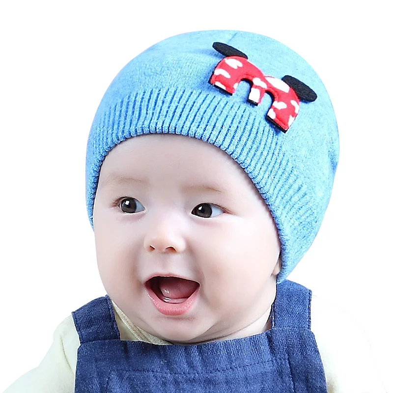 Однотонная детская шапка хлопок вязаная крючком шапочка теплая зимняя для