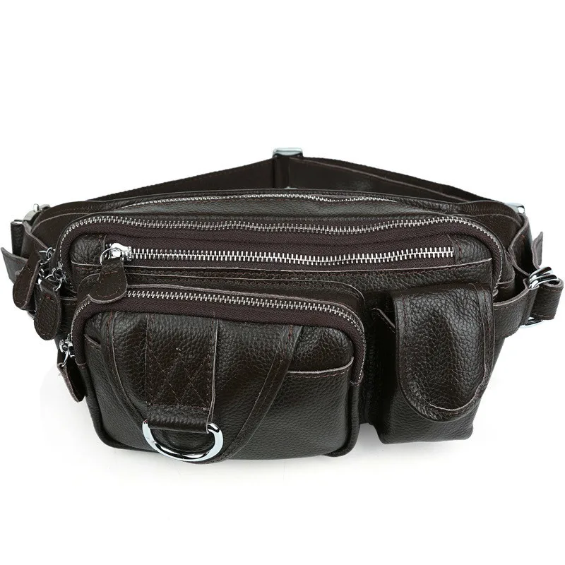 Tiding из натуральной тисненой кожи Мужская поясная сумка большой емкости модный