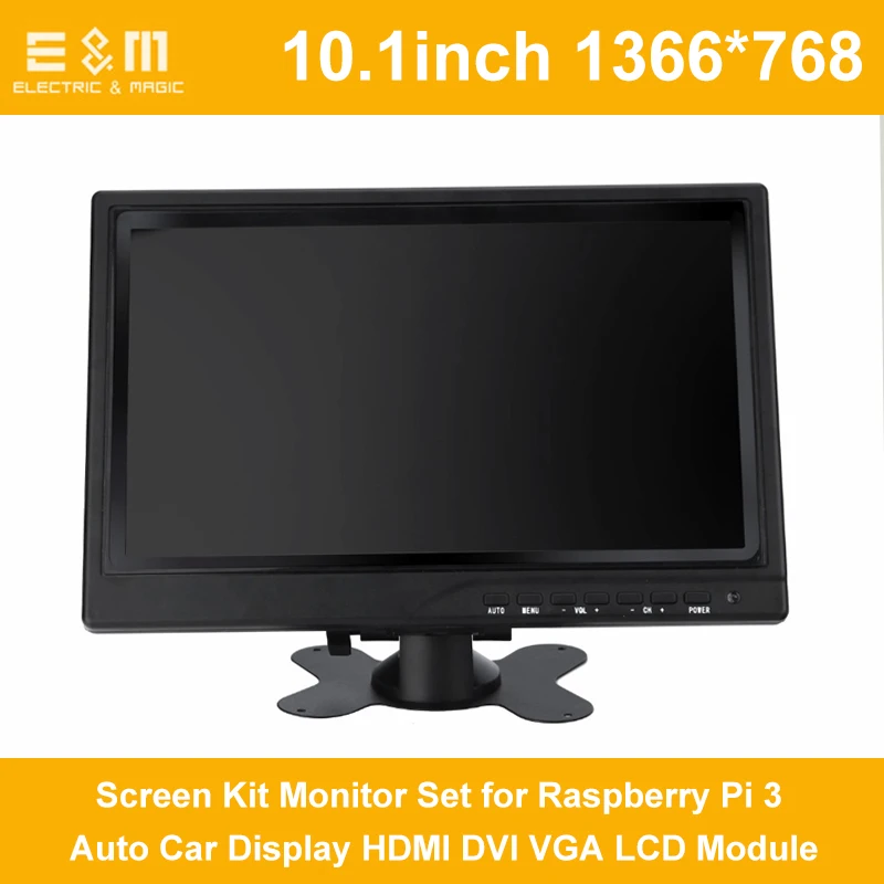 E & M комплект мониторов 10 1 дюйма 1366*768 для Raspberry Pi 3 Автомобильный дисплей HDMI DVI VGA ЖК