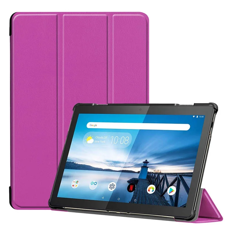 pur Чехол из искусственной кожи для lenovo Tab M10 TB-X605F TB-X605L, Тонкий Магнитный чехол-подставка для lenovo M10 10,1, чехол для планшета+ пленка - Цвет: pur