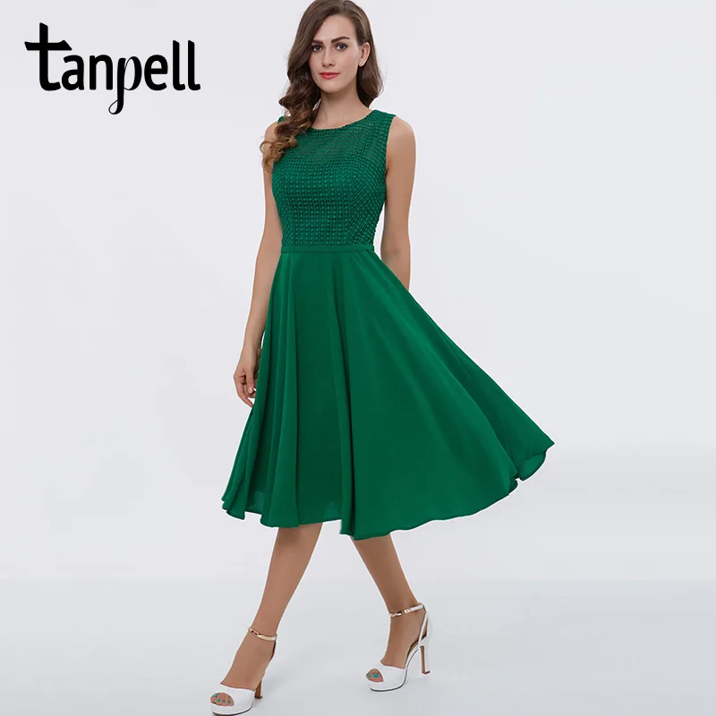 green Tanpell короткое платье для выпускного вечера зеленое кружевное платье без рукавов трапециевидной формы для женщин Выпускные коктейльные платья для выпускного вечера - Цвет: green