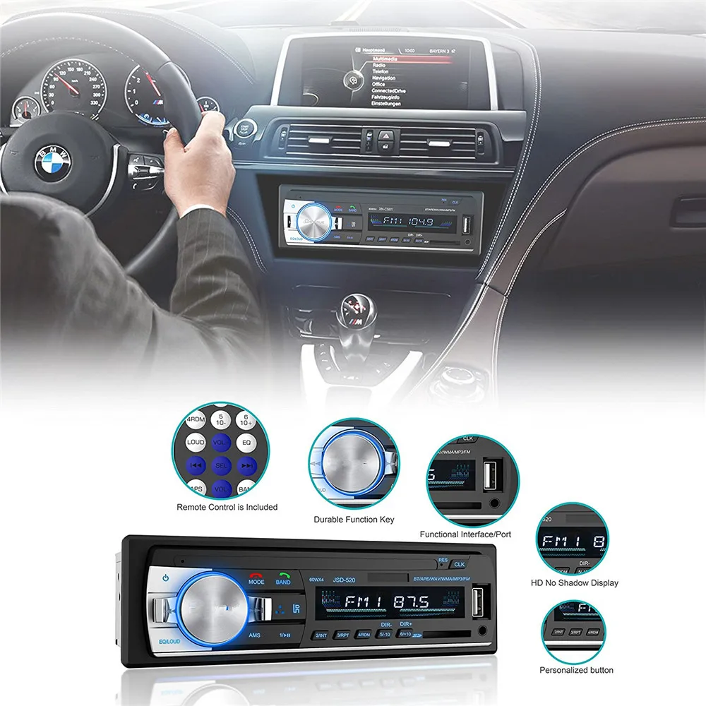 1 шт. стерео сабвуфер автомобильный Радио с Bluetooth и Usb Авто 1.din Pioneer Hd Автомобильный