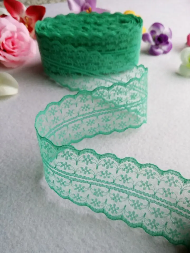 Новинка! 10 ярдов красивой кружевной ленты, шириной 4,5 см, DIY одежды/аксессуаров/цветочные аксессуары и т. Д - Цвет: green