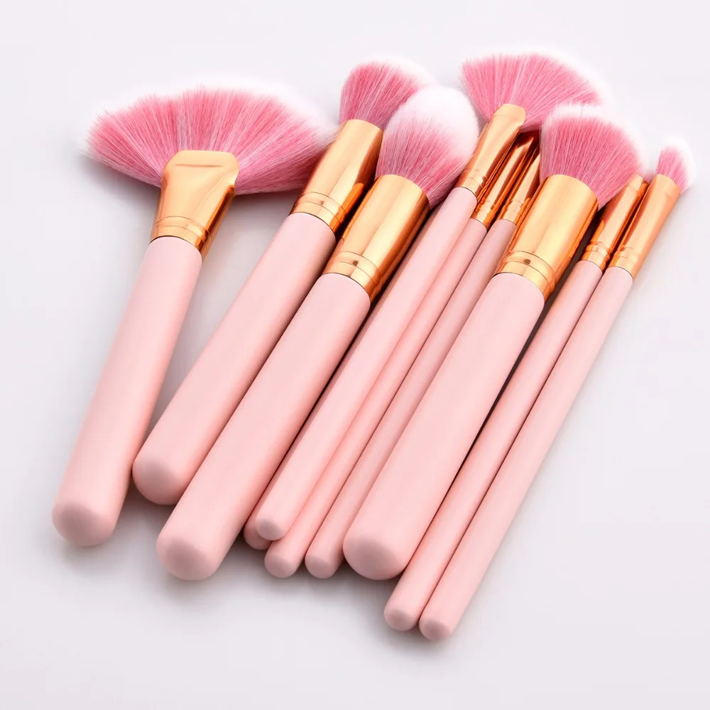 

10pcs Pink Professional Makeup Brushes Set Foundation Powder Blusher Contour Eyeshadow Beauty Cosmetics Makeup Brush Tools Kit