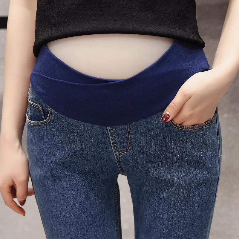 Low Waist Y Leg Open 9/10 Length Ripped Hole Denim Maternity Jeans Summer Belly Pencil Trousers Pregnant Women Pregnancy Clothes enlarge