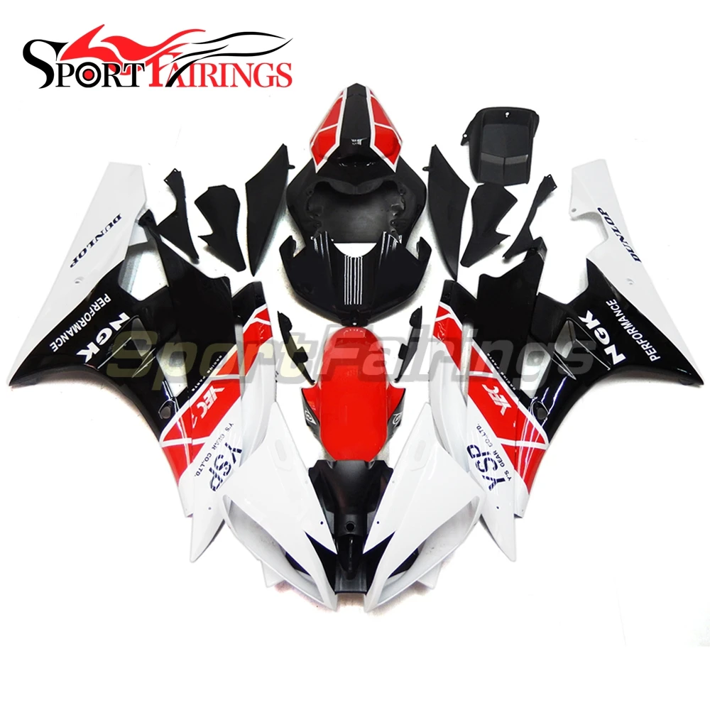 

Plastics ABS Complete Injection Fairings For Yamaha YZF600 R6 06 07 Year 2006 2007 Motorcycle White Red Black Fairing Kit