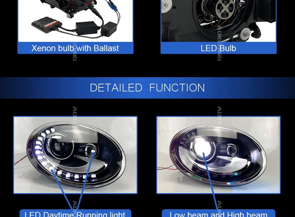 AKD тюнинг Автомобильные фары для VW Beetle светодиодные фары DRL ходовые огни Биксеноновые Противотуманные фары ангельские глаза Авто уровни
