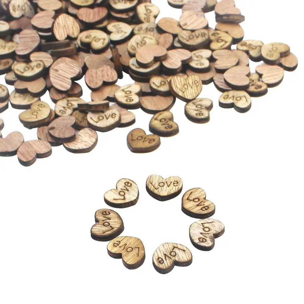 50 шт. деревенский деревянный узор любовь в форме сердца деревянные Ломтики для