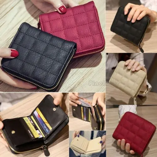 Women PU Vintage Plaid Short Small Wallet Lady Folding Coin Card Holder Money Purse | Багаж и сумки