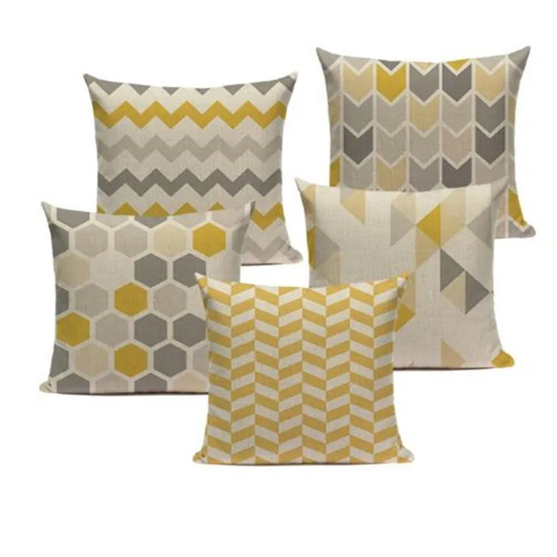 

Gifts New Pillow Case Cotton Geometric Plaid Stripe Home Almofada/Cojines 45Cmx45Cm Square Fabric For Furniture printed Cojines