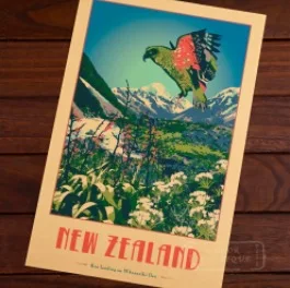 Карта морских рыбок Новой Зеландии NZ природный вид искусство ретро холст рамка