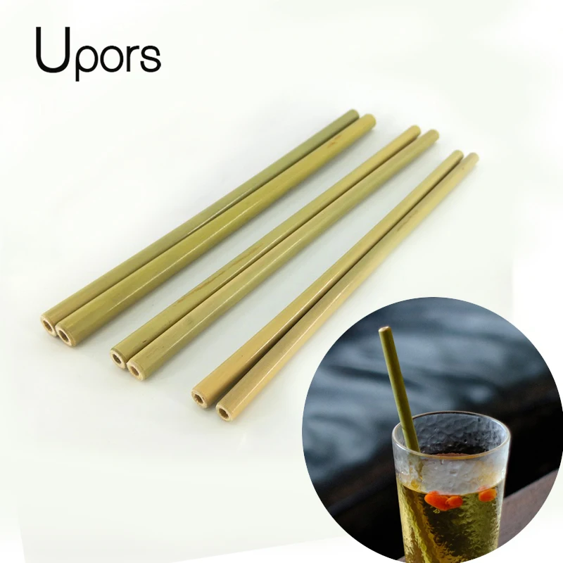 

UPORS 200Pcs/Set Eco Friendly Natural Bamboo Straw for Bar Accessories Wholesale Drinks Straw for Mugs Reusable Straws