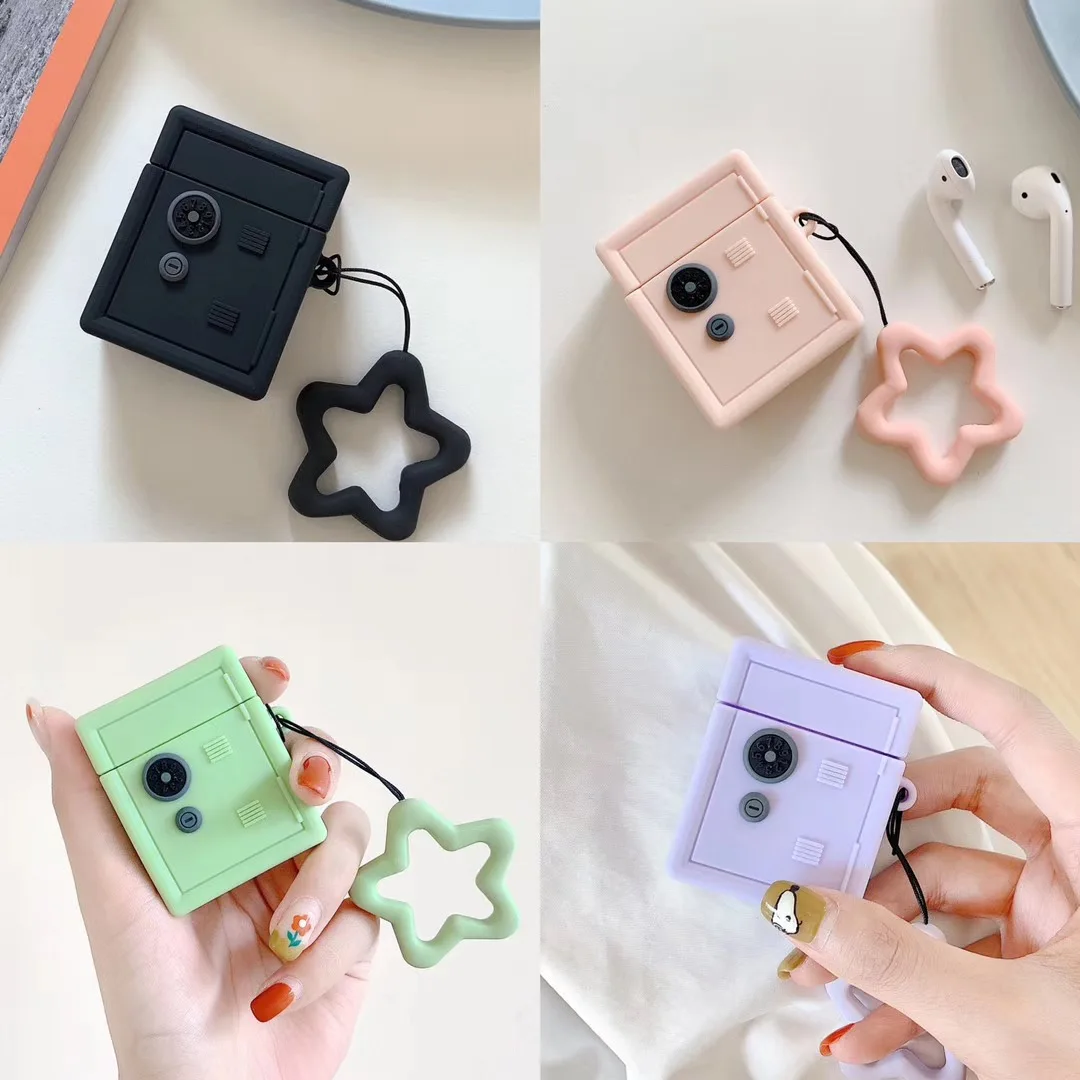 3D чехол для наушников для Airpods 2, чехол, силиконовый чехол с рисунком медведя из мультфильма, чехол для наушников Apple Air pods, 1 чехол для Earpods, брелок для ключей