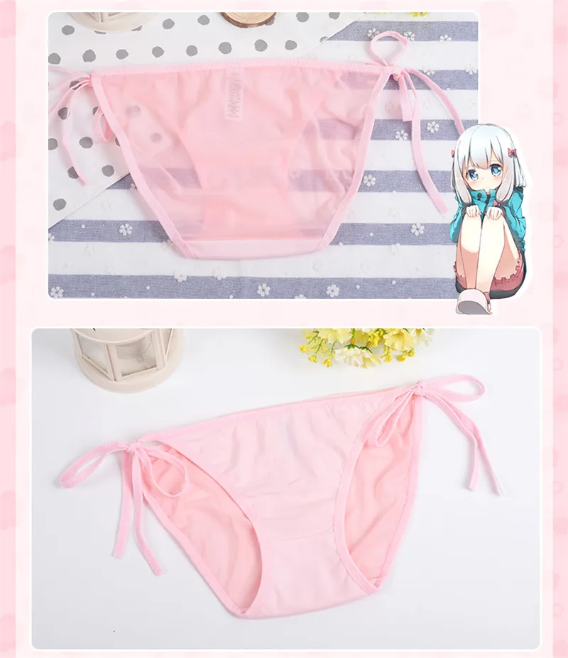 ZOCBBT,, косплей, Izumi Sagiri, трусики, нейлон, розовый, однотонный, полупрозрачный, бандаж, галстук, трусики, аниме, сексуальные трусы для девочек и женщин