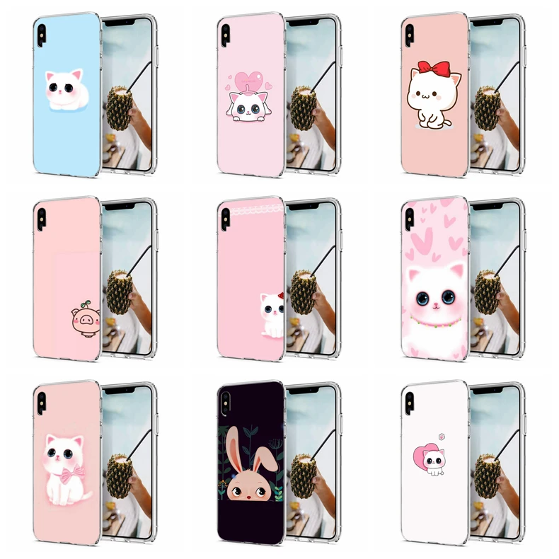 Роскошный чехол из ТПУ для iPhone 7 8 Plus 6 S мягкий с изображением кота мультяшного