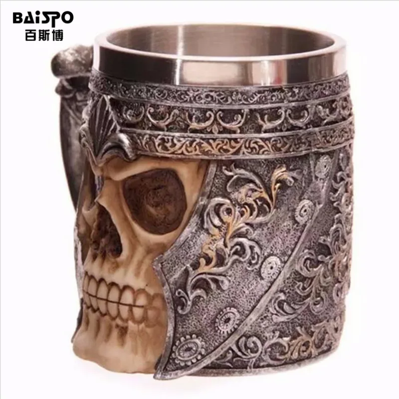 BAISPO 350 мл двойные стенки из нержавеющей стали 3D кружки с черепом кофейная чайная