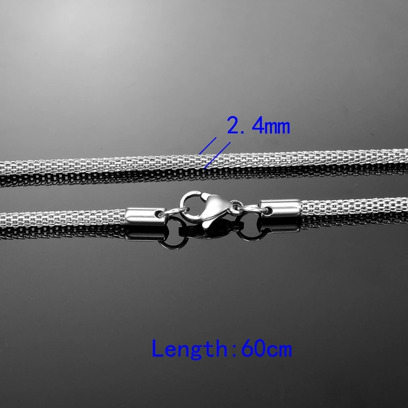 60cmx2.4mm FUNIQUE, новинка, ожерелье, ювелирное изделие, нержавеющая сталь, сетка, цепочки, ожерелье для Wo мужчин, s, серебряный тон, стимпанк, мужское ожерелье, ювелирное изделие, 45-70 см - Окраска металла: 60cmx2.4mm