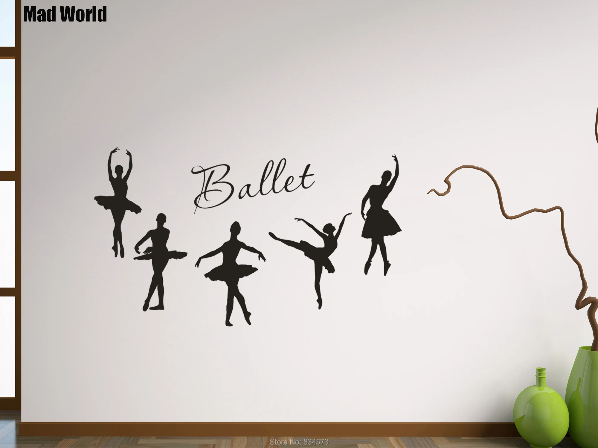 

Балетная танцующая девушка балерина танцовщица настенные художественные наклейки настенные наклейки Домашнее украшение «сделай сам» съе...