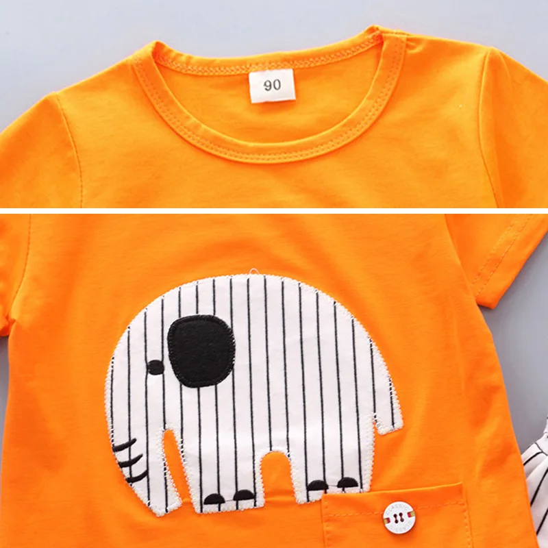 2018 новые летние дети мультфильм слон узор короткий рукав блузка брюки одежда