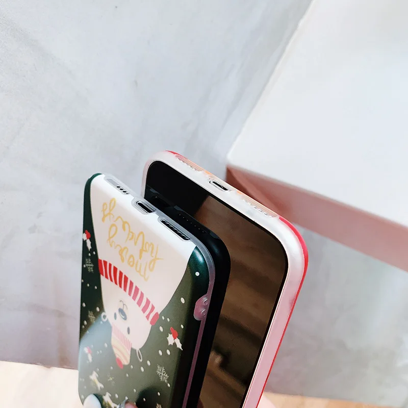 Милый Рождественский чехол для iPhone X XR XS Max милый мультяшный Санта-Клаус Мягкий