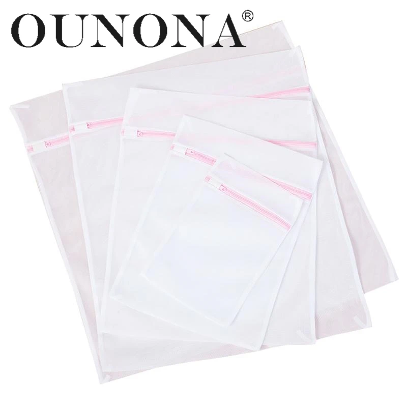 

OUNONA 5pcs Thickened Laundry Bag Set Fine Mesh Washing Bags Garment Delicates Protection Bags with Zipper Closure