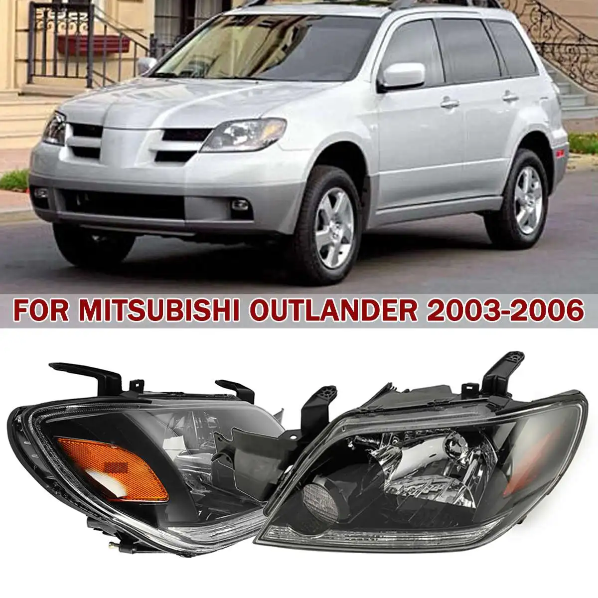 Autoleader 2 шт./компл. передняя фара фары в сборе Комплект ABS 12v авто фары для MITSUBISHI Outlander 2003-2005
