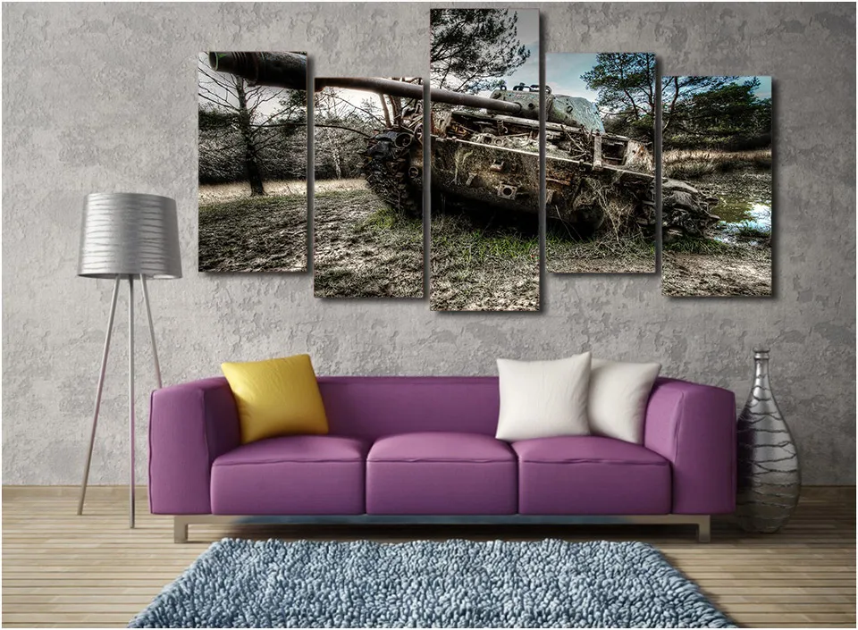 Картина на холсте oruzhie tank fon HD печать 5 шт. декор для комнаты фотография|picture canvas|5