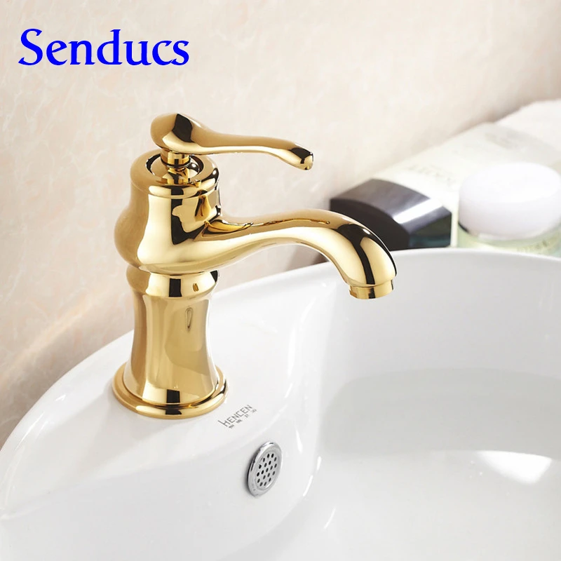 Бесплатная доставка горячая распродажа золотой кран для ванной горячий холодный