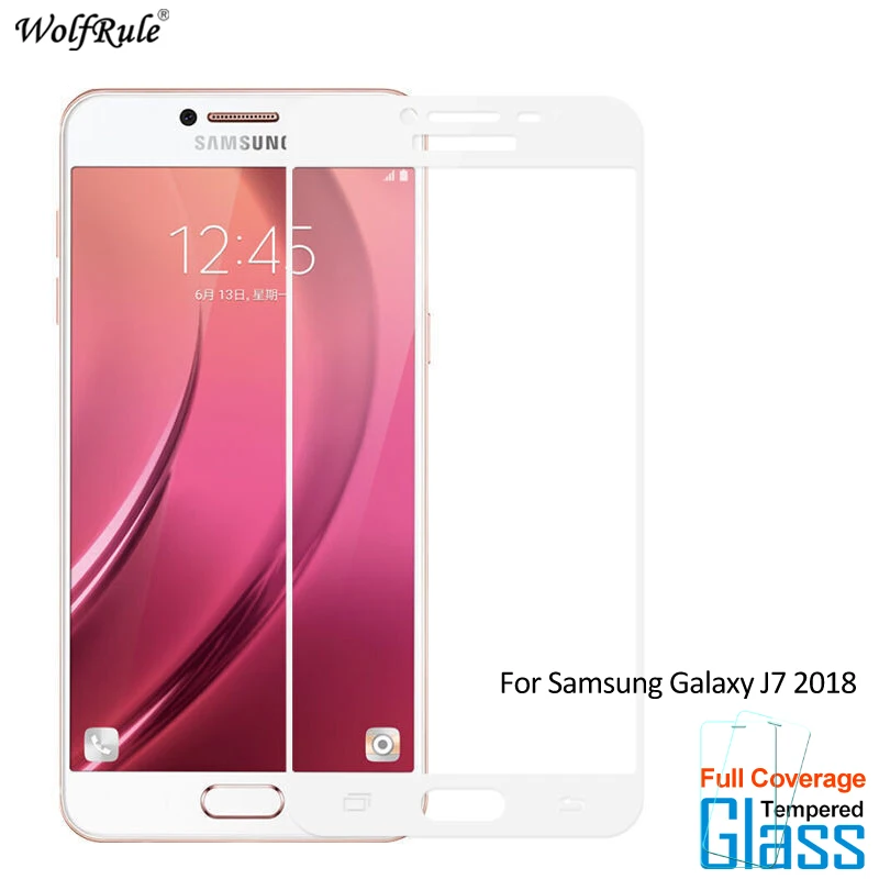 2 uds para vidrio Samsung Galaxy J7 2018 Protector de pantalla de vidrio templado para Samsung J7 2018 vidrio 2.5D pel&iacute;cula de la cubierta completa del tel&eacute;fono J737-0
