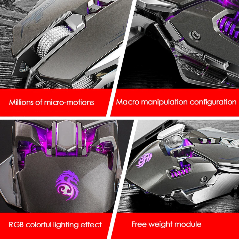 GUIKA Wired Gaming Mouse Rechargeable 3200dpi Mechanical Metal Weights Mice Optical RGB Backlit For Gamer Overwatch Game | Компьютеры и