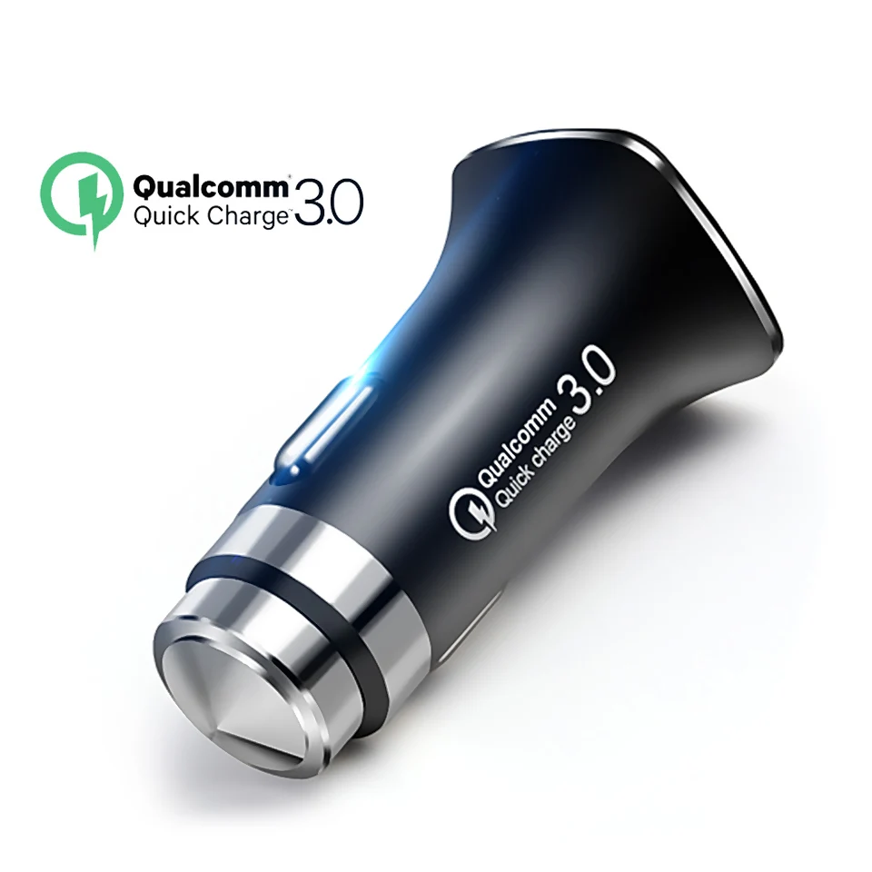 Nobel Black QGEEM QC 3,0 USB Автомобильное зарядное устройство, молоток для безопасности, быстрая зарядка 3,0, автомобильное быстрое зарядное устройство для телефона, зарядный адаптер для iPhone Xiaomi mi 9 Red mi - Тип штекера: Nobel Black