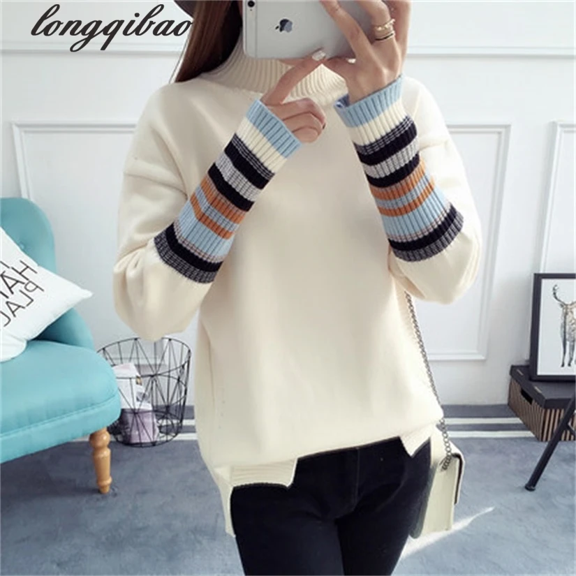 

New women's autumn and winter half high collar short paragraph loose long-sleeved pullover TB20