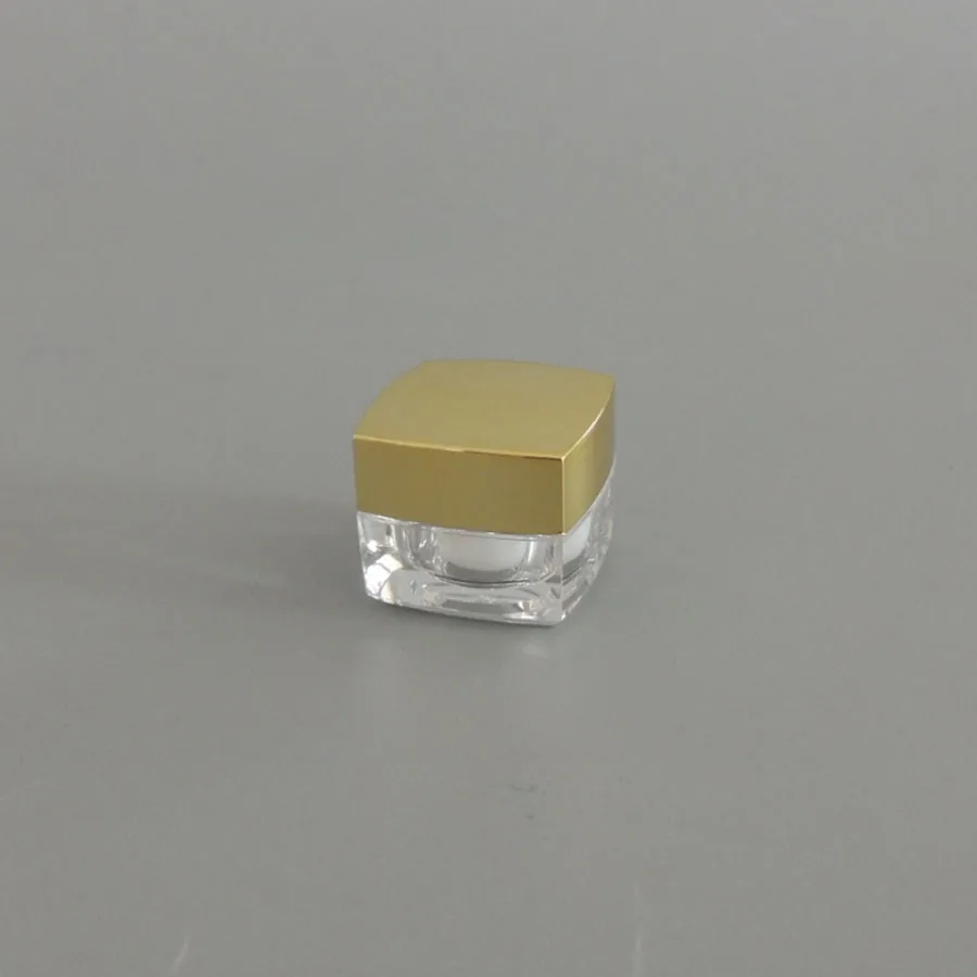 shiny gold cap 100 шт./лот, 5 г косметический контейнер для крема, пластиковая Квадратная бутылка для макияжа, банка для сыворотки вокруг глаз контейнер для бутылки - Цвет: shiny gold cap