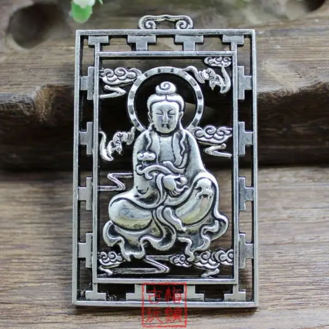 

Exquisite Collection , Tibetan Silver Guanyin Statue Pendant
