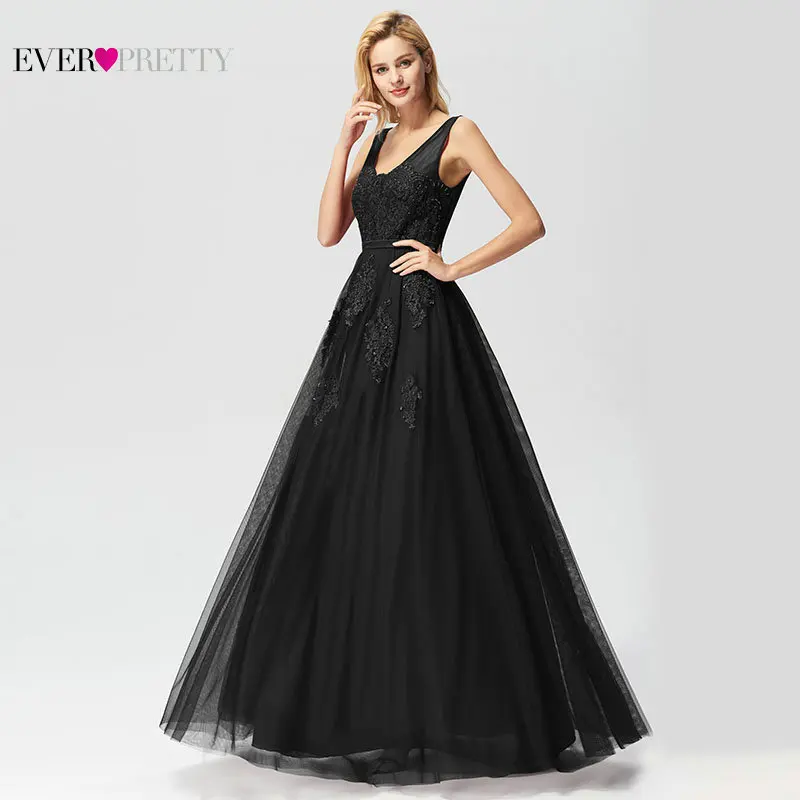 Black Prom Dresses Elegant Ever Pretty EP07723 New Arrival A-line Sleeveless Tulle Burgundy Long Party Gowns Vestido De Gala
