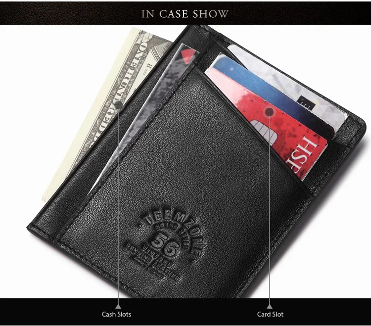 RFID blocking Genuine Leather Men Small Wallet Business Real Leather Anti-RFID Male credit card& ID holder With Coin Pocket