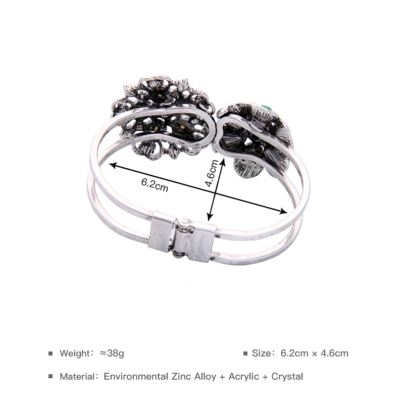 Зеленые эмалевые красные хрустальные цветы Этнические браслеты для женщин