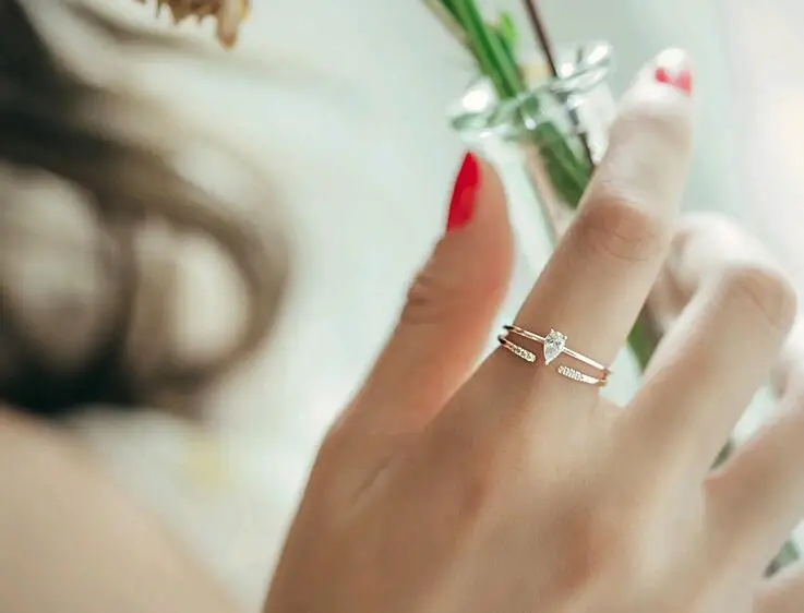 S925 silver ornaments delicate set teardrop-shaped zircon double ring opening wedding | Украшения и аксессуары