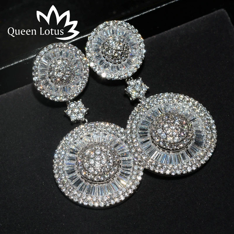 Женские серьги подвески с фианитами в стиле ретро|dangling earrings for women|dangle earringsearrings |