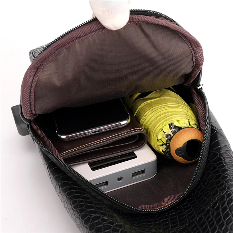 Мужской деловой рюкзак Aelicy из кожи крокодила с Usb зарядкой|Поясные сумки| |