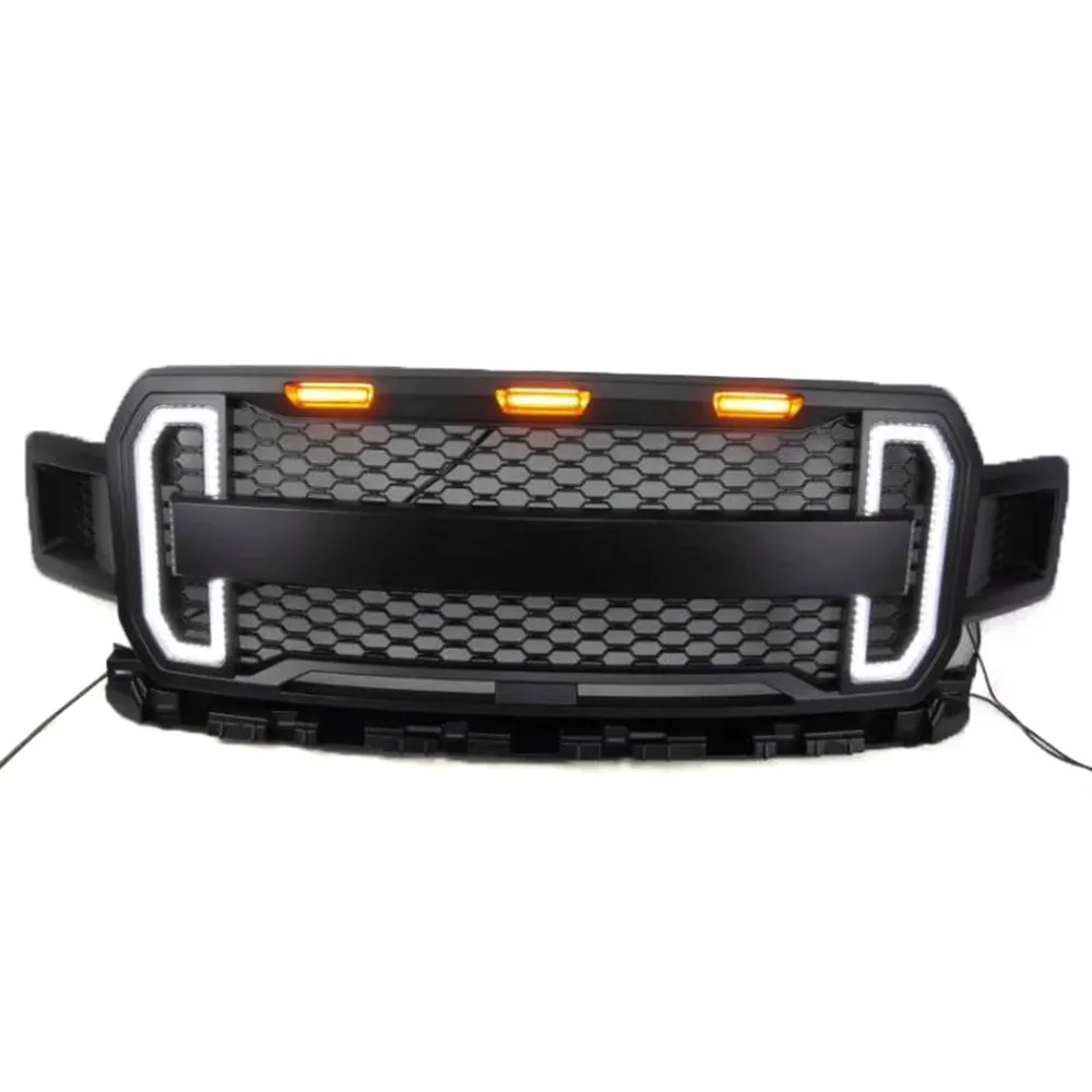 Areyourshop/новая стильная передняя решетка для гриля с янтарными огнями DRL Ford F150 F 150 2018