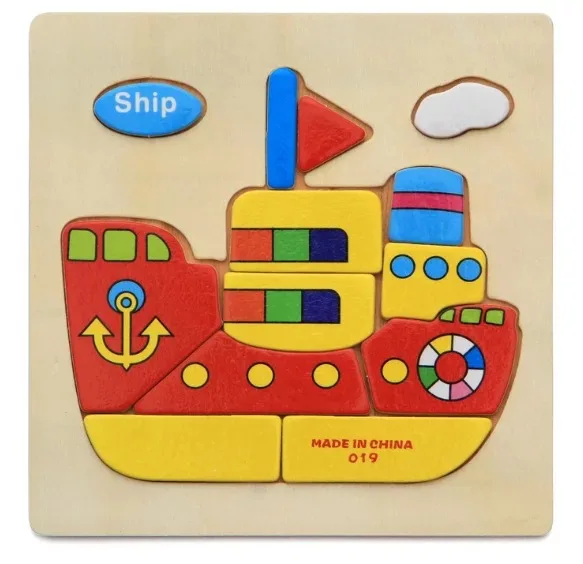 Ship 3D деревянные головоломки игрушки для детей; из дерева 3d мультфильм животных головоломки интеллект детей раннего образования игрушки для детей - Цвет: Ship